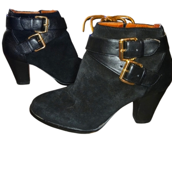 LOUISE ET CIE Lo Vosse Black leather and suede ankle boots. Size 7 - Picture 1 of 11